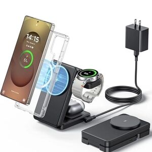 3 in 1 Wireless Charger MagSafe Foldable Stand for Samsung Galaxy S23 S24 S25...